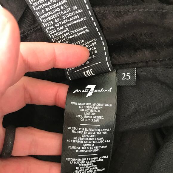 7 For All Mankind Velvet Pants Size 25 Black Victorian Academia Whimsigoth Dark - Picture 13 of 14